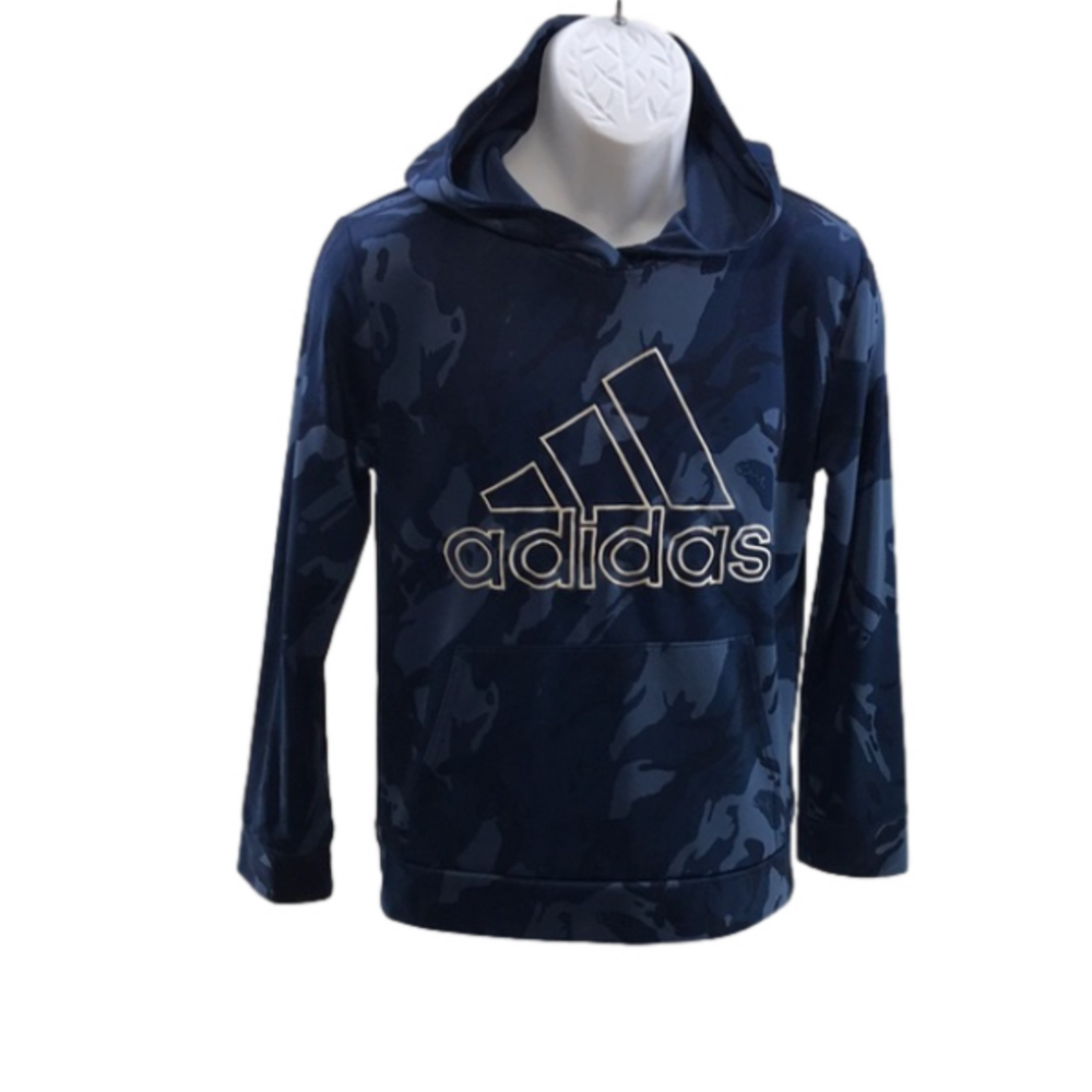 ADIDAS Kid’s Blue Camo Long Sleeve Hoodie—Sz Large 14/16 - Picture 9 of 17